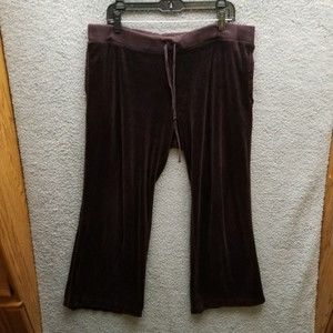 Juicy Couture XL Drawstring Dark Brown Wide-Leg Pants 41" 27.5" 11.75"